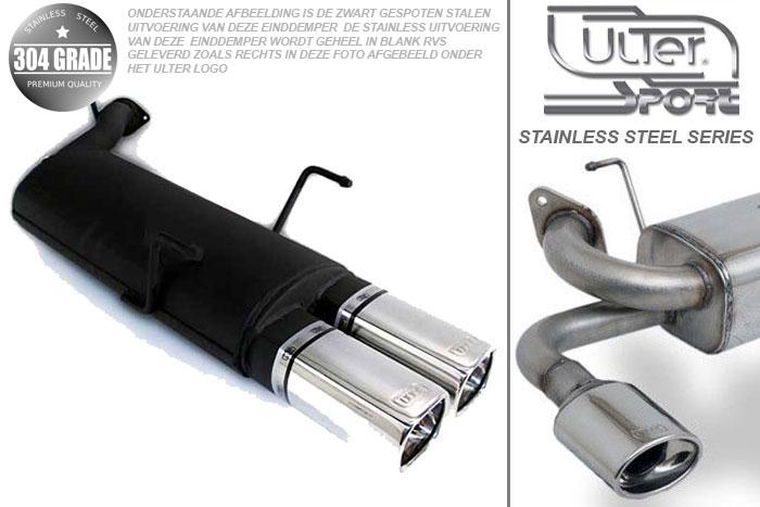 Ulter Sport, Einddemper, Geheel RVS, Dubbel Rechthoek 80x65mm, Opel, VECTRA-B  (facelift), 1.6 16V 74kW, 1.8 16V 92kW, 2.0 16V 108kW, 09/99-09/2002, Hatchback.  Sedan, Pasklaar, Past op originele middendemper/katalysator