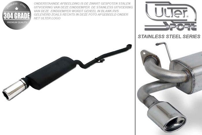 Ulter Sport, Einddemper, Geheel RVS, Enkel Rond 80mm, BMW, E30   4-CYL., 316i 73kW, 318i 75kW, 09/87-08/91, SEDAN +TOURING, Pasklaar, Past op originele middendemper/katalysator