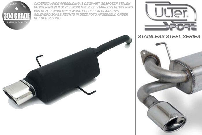 Ulter Sport, Einddemper, Geheel RVS, Enkel plat ovaal 145x75mm, Alfa Romeo, 156, 1.9JTD 77/81/85kW, 1.9JTD 103/110kW, 2.4JTD 100/103/110kW, 2.4JTD 129kW, 2.5V6 140/141kW, 10/97-   SPORTWAGON and SEDAN, Pasklaar, Past op originele middendemper/katalysator
