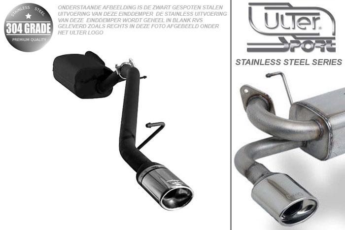 Ulter Sport, Einddemper, Geheel RVS, Enkel Ovaal 95x65mm, Ford, FOCUS II, 1.4 16V 59kW, 1.6 16V 74/85kW, 1.8 16V 92kW, 2.0 16V 107kW, 1.8 TDCi 85 kW, 2005-, HATCHBACK, Pasklaar, Past op originele middendemper/katalysator