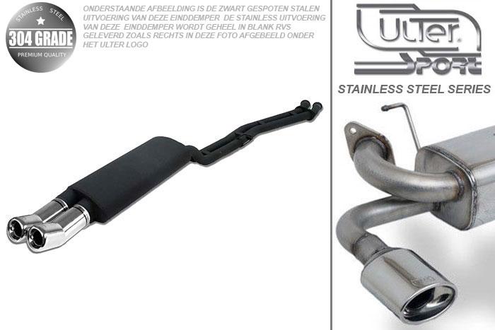 Ulter Sport, Einddemper, Geheel RVS, Dubbel Rond 80mm DTM, BMW, E30  6-CYL., 320i 95kW, 325i 125kW, 1985-1990, without 24V, SEDAN +TOURING, Pasklaar, Past op originele middendemper/katalysator