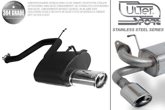Ulter Sport, Einddemper, Geheel RVS, Enkel Ovaal 95x65mm, Ford, MONDEO, 1.8i 16V 81/92kW, 2.0i 16V 107kW, 10/00-06  SEDAN. HATCHBACK, Pasklaar, Past op originele middendemper/katalysator