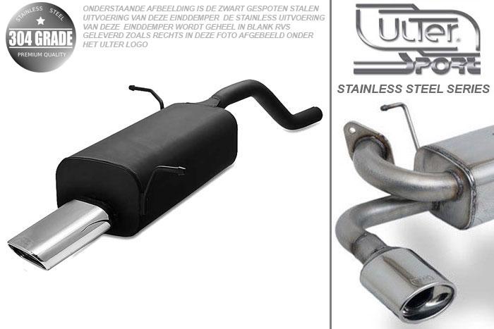 Ulter Sport, Einddemper, Geheel RVS, Enkel plat ovaal 145x75mm, Ford, FIESTA VII, 1.25 44/60kW, 1.4 71KW, 08/2008-, Pasklaar, Past op originele middendemper/katalysator