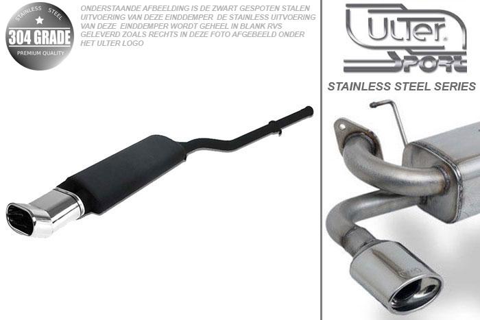 Ulter Sport, Einddemper, Geheel RVS, Enkel plat ovaal 145x75mmDTM, BMW, E36  6-CYL., 320i 110kW, 323i 125kW (1995-), 90 - 98, SEDAN.TOURING.CABRIO.COUPE, Pasklaar, Past op originele middendemper/katalysator