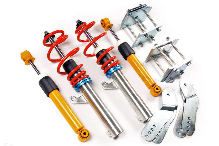 60 VW 21/55, V-Maxx Schroefset hoogte instelbaar, VW Caddy III 1.9TDi DSG/2.0TDi/DSG excl.4-Motion/XENON (Strut diameter 55mm) incl. REAR Leaf-Spring Adjuster (NO GOCA), 2KA, Bouwj. 04 -, ALWAYS use special stabilizer connection bolts, Tuv gekeurd verstelbereik vooras 50-90mm, Tuv gekeurd verstelbereik achteras 50-80mm