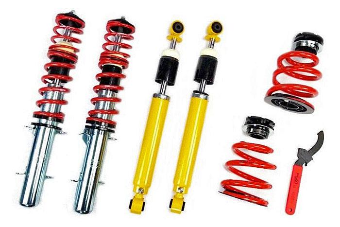 70 AV 06, V-Maxx xxtreme Schroefset in hoogte en hardheid instelbaar, Audi A3 Quattro 1.8/1.8T/1.9TDi/S3/3.2 V6 (att.: Sportchassis will lower 20mm less!), 8L, Bouwj. 8/96 - 02, Tuv gekeurd verstelbereik vooras 30-60mm, Tuv gekeurd verstelbereik achteras 30-50mm