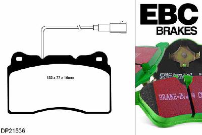 DP21536, Alfa Romeo 159, 3.2 260 PK 2006-2011, EBC Greenstuff remblokken set vooras, Voor modellen met Brembo remklauwen aan de vooras, Voor modellen met een remschijf diameter 330mm