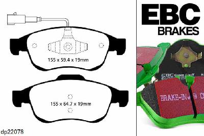 DP22078, Alfa Romeo Giulietta (940), 1.6 TD 120 PK 2015-, EBC Greenstuff remblokken set vooras, Voor modellen met ATE remklauwen aan de vooras, Voor modellen met een remschijf diameter 281mm