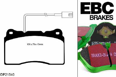 DP21540, Alfa Romeo GTV, 3.2 240 PK 2003-2006, EBC Greenstuff remblokken set vooras, Voor modellen met Brembo remklauwen aan de vooras, Voor modellen met een remschijf diameter 305mm