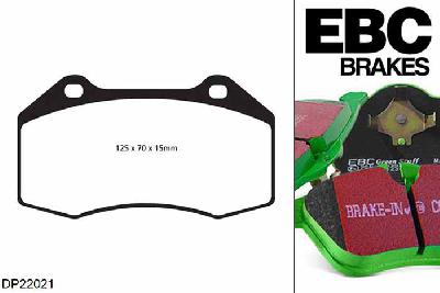 DP22021, Alfa Romeo Mi.To, 1.4 Turbo 170 PK 2009-2010, EBC Greenstuff remblokken set vooras, Voor modellen met Brembo remklauwen aan de vooras, Voor modellen met een remschijf diameter 305mm