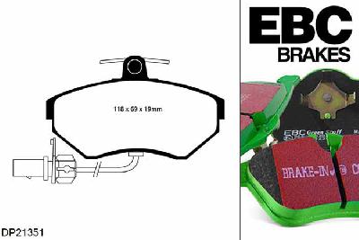 DP21351, Audi A4 (B5), 1.9 TDI 90 PK 1999-2000, EBC Greenstuff remblokken set vooras, Voor modellen met Girling/TRW remklauwen aan de vooras, Voor modellen met een remschijf diameter 280mm