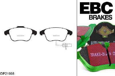 DP21998, Audi A4 (B8), 2.0 Turbo 220 PK 2013-2015, EBC Greenstuff remblokken set vooras, Voor modellen met ATE remklauwen aan de vooras, Voor modellen met een remschijf diameter 314mm