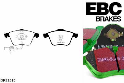 DP21510, Audi A6 quattro (C5/4B), 2.5 TDI 180 PK 1999-2005, EBC Greenstuff remblokken set vooras, Voor modellen met ATE remklauwen aan de vooras, Voor modellen met een remschijf diameter 321mm