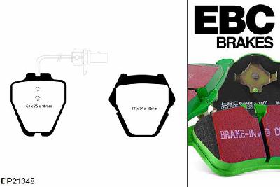 DP21348, Audi A6 quattro (C5/4B), 3.0 (Front 8 Pad Set) 220 PK 2001-2004, EBC Greenstuff remblokken set vooras, Voor modellen met Girling/TRW remklauwen aan de vooras, Voor modellen met een remschijf diameter 321mm