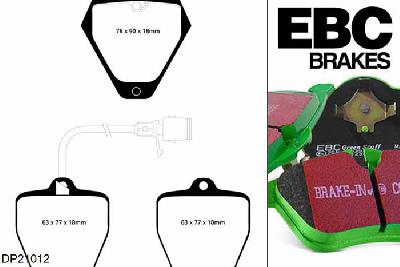 DP21012, Audi A8 (D2/4D), 2.8 1996-1998, EBC Greenstuff remblokken set vooras, Voor modellen met Girling/TRW remklauwen aan de vooras, Voor modellen met een remschijf diameter 314mm