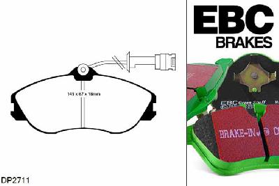 DP2711, Audi Coupe quattro, 2.0 1988-1991, EBC Greenstuff remblokken set vooras, Voor modellen met Girling/TRW remklauwen aan de vooras, Voor modellen met een remschijf diameter 276mm