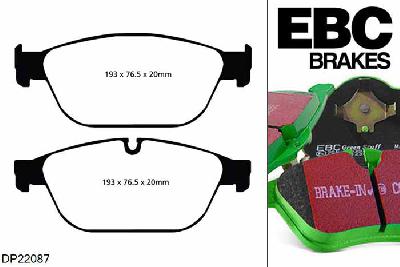 DP22087, Audi SQ5, 3.0 Twin TDI 313 PK 2013-, EBC Greenstuff remblokken set vooras, Voor modellen met ATE remklauwen aan de vooras, Voor modellen met een remschijf diameter 380mm