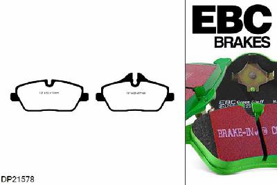 DP21578, BMW 1 Series (E81), 116 d (2.0 TD) 2010-2011, EBC Greenstuff remblokken set vooras, Voor modellen met TRW remklauwen aan de vooras, Voor modellen met een remschijf diameter 284mm