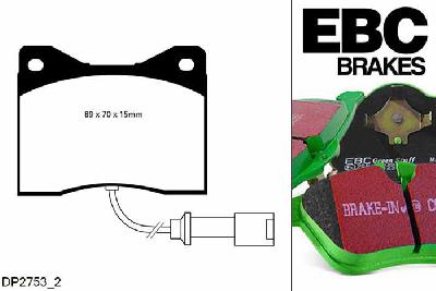 DP2753/2, BMW 2002, 2.0 Tii 130 PK 1971-1975, EBC Greenstuff remblokken set vooras, Voor modellen met ATE remklauwen aan de vooras, Voor modellen met een remschijf diameter 256mm