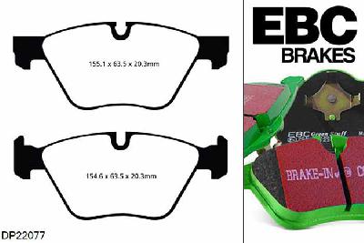 DP22077, BMW 3 Series (E90) Sedan, 325 i (3.0) 2010-2012, EBC Greenstuff remblokken set vooras, Voor modellen met ATE remklauwen aan de vooras, Voor modellen met een remschijf diameter 312mm