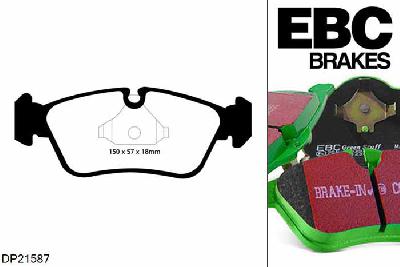 DP21587, BMW 3 Series (E91) Touring, 316 i (1.6) 2007-2012, EBC Greenstuff remblokken set vooras, Voor modellen met ATE remklauwen aan de vooras, Voor modellen met een remschijf diameter 292mm