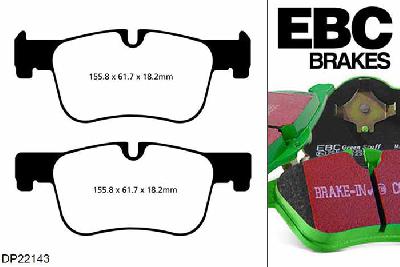 DP22143, BMW 3 Series (F30), 320 i (2.0 Turbo) 2015-, EBC Greenstuff remblokken set vooras, Voor modellen met ATE remklauwen aan de vooras, Voor modellen met een remschijf diameter 300mm