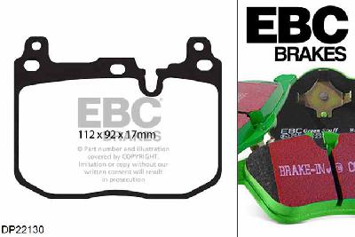 DP22130, BMW 3 Series xDrive GT (F34), 328 i (2.0 Turbo) 2013-, EBC Greenstuff remblokken set vooras, Voor modellen met Brembo remklauwen aan de vooras, Voor modellen met een remschijf diameter 370mm