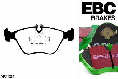 DP21089, BMW 5 Series (E39), 525 i (2.5) Touring 2000-2003, EBC Greenstuff remblokken set vooras, Voor modellen met ATE remklauwen aan de vooras, Voor modellen met een remschijf diameter 296mm