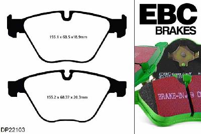 DP22103, BMW 5 Series (F11), 525 d (2.0 TD) 2011-2017, EBC Greenstuff remblokken set vooras, Voor modellen met ATE remklauwen aan de vooras, Voor modellen met een remschijf diameter 348mm