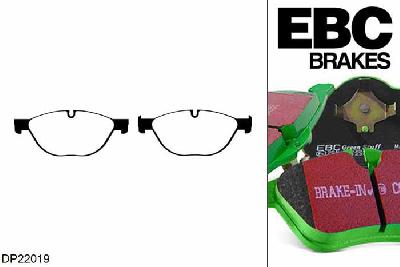 DP22019, BMW 5 Series (F11), 528 i (2.0 Turbo) 2011-2017, EBC Greenstuff remblokken set vooras, Voor modellen met ATE remklauwen aan de vooras, Voor modellen met een remschijf diameter 348mm