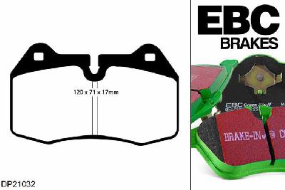 DP21032, BMW 7 Series (E38), 730 (3.0 TD) 1998-2002, EBC Greenstuff remblokken set vooras, Voor modellen met Brembo remklauwen aan de vooras, Voor modellen met een remschijf diameter 316mm