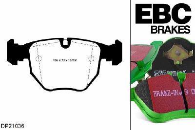 DP21036, BMW 7 Series (E38), 740 (4.4) 1996-2001, EBC Greenstuff remblokken set vooras, Voor modellen met ATE remklauwen aan de vooras, Voor modellen met een remschijf diameter 324mm