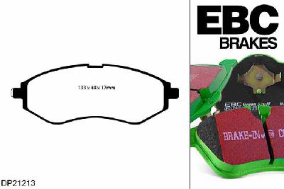 DP21213, Chevrolet Aveo, 1.2 2008-2011, EBC Greenstuff remblokken set vooras, Voor modellen met Akebono remklauwen aan de vooras, Voor modellen met een remschijf diameter 237mm
