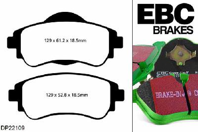 DP22109, Citroen C4, 1.6 TD 90 PK 2010-, EBC Greenstuff remblokken set vooras, Voor modellen met een remschijf diameter 266mm