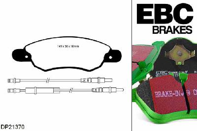 DP21370, Citroen C5, 1.6 TD 2005-2008, EBC Greenstuff remblokken set vooras, Voor modellen met een remschijf diameter 266mm