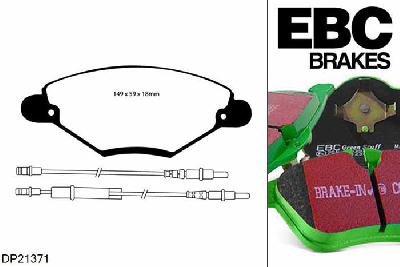 DP21371, Citroen C5, 1.8 Estate 2001-2008, EBC Greenstuff remblokken set vooras, Voor modellen met een remschijf diameter 282mm