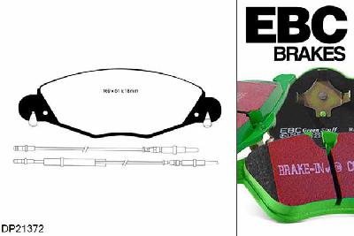 DP21372, Citroen C5, 2.2 TD 2001-2008, EBC Greenstuff remblokken set vooras, Voor modellen met een remschijf diameter 288mm