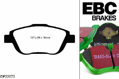 DP22073, Citroen DS3, 1.6 120 PK 2010-2015, EBC Greenstuff remblokken set vooras, Voor modellen met Bosch remklauwen aan de vooras, Voor modellen met een remschijf diameter 282mm
