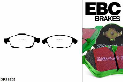 DP21959, Citroen DS4, 1.6 TD 90 PK 2011-2015, EBC Greenstuff remblokken set vooras, Voor modellen met ATE remklauwen aan de vooras, Voor modellen met een remschijf diameter 282mm