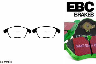 DP21960, Citroen DS4, 2.0 TD 163 PK 2011-2015, EBC Greenstuff remblokken set vooras, Voor modellen met ATE remklauwen aan de vooras, Voor modellen met een remschijf diameter 302mm