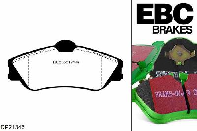 DP21346, Citroen Xsara Picasso, 2.0 2003-2010, EBC Greenstuff remblokken set vooras, Voor modellen met Girling/TRW remklauwen aan de vooras, Voor modellen met een remschijf diameter 282mm