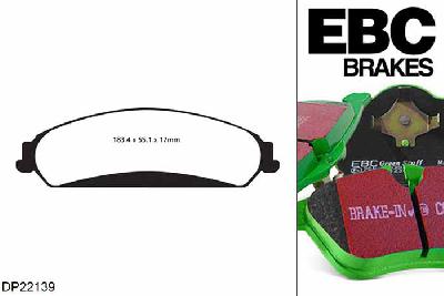 DP22139, Dodge Challenger, 3.6 2011-, EBC Greenstuff remblokken set vooras, Voor modellen met een remschijf diameter 345mm