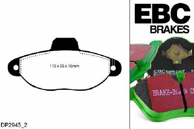 DP2945/2, Fiat 500, 1.2 2010-2013, EBC Greenstuff remblokken set vooras, Voor modellen met Bendix remklauwen aan de vooras, Voor modellen met een remschijf diameter 240mm