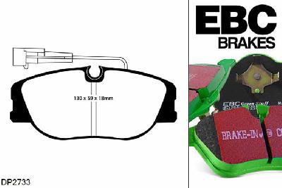 DP2733, Fiat Coupe, 2.0 16v Turbo 190 PK 1995-1997, EBC Greenstuff remblokken set vooras, Voor modellen met Girling/TRW remklauwen aan de vooras, Voor modellen met een remschijf diameter 284mm