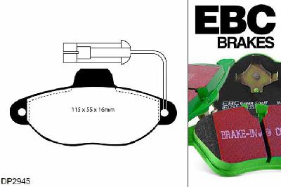 DP2945, Fiat Panda, 1.2 (ABS) 2004-2010, EBC Greenstuff remblokken set vooras, Voor modellen met Bendix remklauwen aan de vooras, Voor modellen met een remschijf diameter 240mm