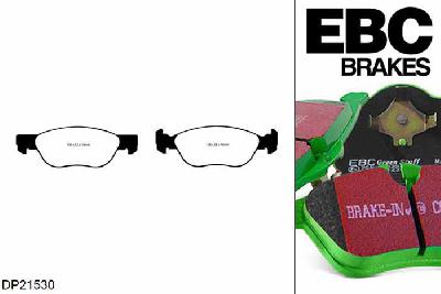 DP21530, Fiat Punto, 1.3 TD 2003-2006, EBC Greenstuff remblokken set vooras, Voor modellen met ATE remklauwen aan de vooras, Voor modellen met een remschijf diameter 257mm
