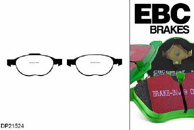 DP21524, Ford EcoSport, 1.5 D 91 PK 2014-, EBC Greenstuff remblokken set vooras, Voor modellen met ATE remklauwen aan de vooras, Voor modellen met een remschijf diameter 278mm