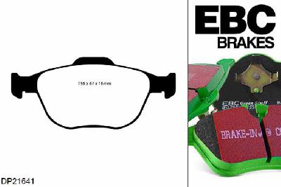 DP21641, Ford Focus Mk1, 2.0 ST170 170 PK 2002-2005, EBC Greenstuff remblokken set vooras, Voor modellen met ATE remklauwen aan de vooras, Voor modellen met een remschijf diameter 300mm