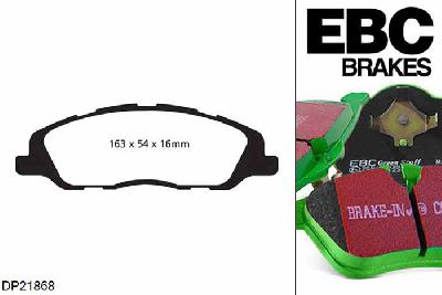 DP21868, Ford Mustang (5th Generation), 3.7 Performance Package 2013-2014, EBC Greenstuff remblokken set vooras, Voor modellen met een remschijf diameter 336mm