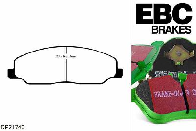 DP21740, Ford Mustang (5th Generation), 4.6 GT 2005-2010, EBC Greenstuff remblokken set vooras, Voor modellen met een remschijf diameter 316mm